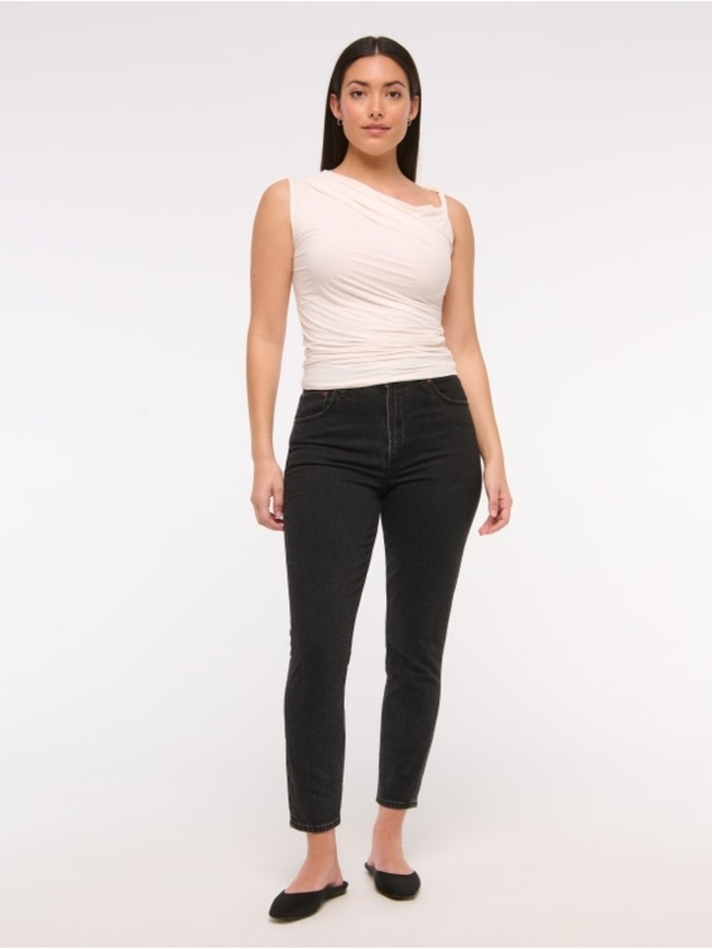 Abercrombie & Fitch Curve Love Vent Hem High Rise Skinny Jean in Black Size 30